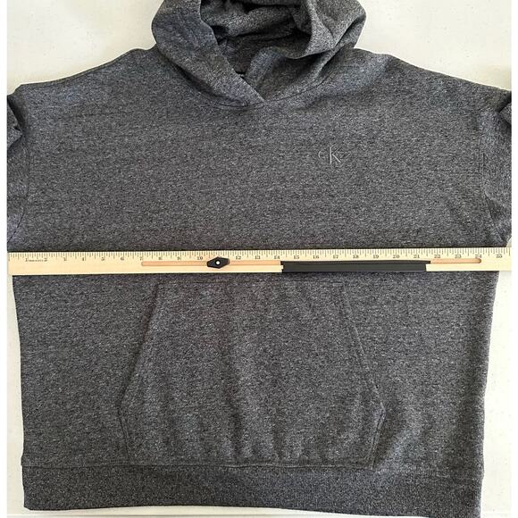 Calvin Klein Women’s Hoodie Large Heathered Gray Pullover Kangaroo Pocket - Picture 9 of 10